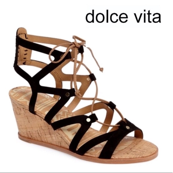 Dolce Vita Shoes - DOLCE VITA black cork lace-up sandal wedge size 9